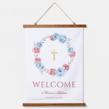 Peony Wreath Waterverf Welkom Baptism Hanging Ta