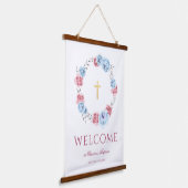 Peony Wreath Waterverf Welkom Baptism Hanging Ta Hangend Wandkleed (Gebogen)