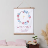 Peony Wreath Waterverf Welkom Baptism Hanging Ta Hangend Wandkleed (Slaapkamer)