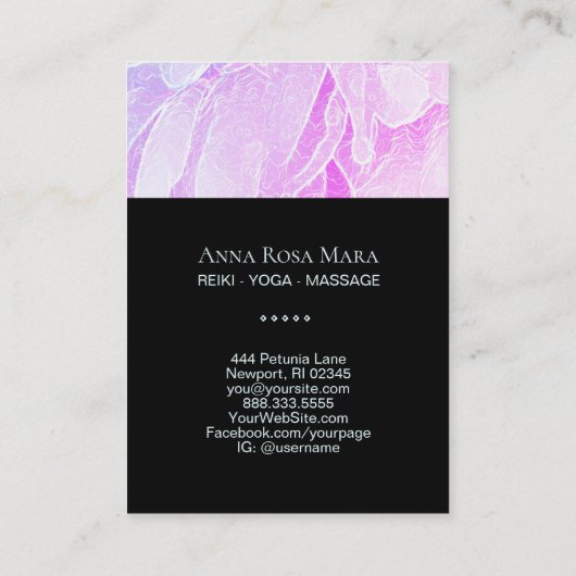 *~* Peony Yoga Massage Reiki Lotus Healer Pastel Visitekaartje (Achterkant)
