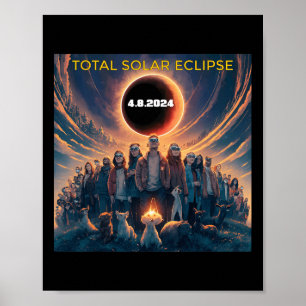 People Eclipse Gles Totale Zonsverduistering 2024 Poster