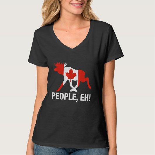 People, eh! Funny Canadian Moose Maple Leaf Canada T-shirt (Voorkant)