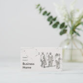 People walking along promenade drawing visitekaartje (Staand voorkant)