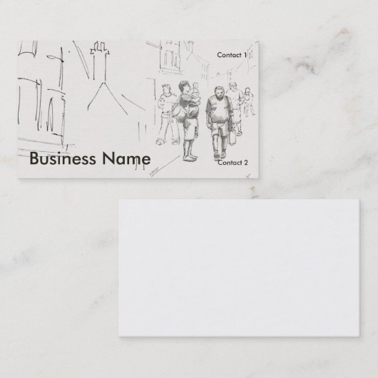 People walking English street drawing Visitekaartje (Voorkant / Achterkant)