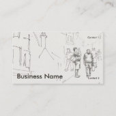 People walking English street drawing Visitekaartje (Voorkant)