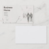 People walking through shopping arcade drawing visitekaartje (Voorkant / Achterkant)