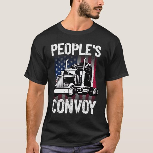 People's Convoy Freedom 2022 American Trucker T-shirt (Voorkant)