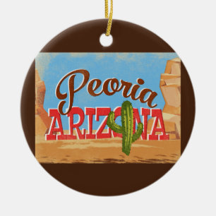 Peoria Arizona Cartoon Woestijn Vintage Reizen Keramisch Ornament