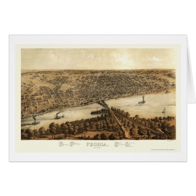 Peoria, IL Panoramic Map - 1867 (Voorkant Horizontaal)