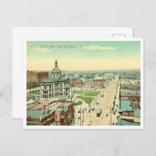 Peoria Illinois Bird's Eye-Uitzicht Briefkaart (Voorkant / Achterkant)
