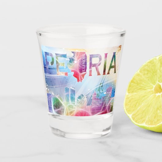 Peoria, Illinois - Colorful Design Shot Glas (Voorkant)