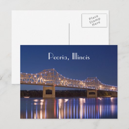 Peoria Illinois Murray Baker Bridge Briefkaart (Voorkant / Achterkant)