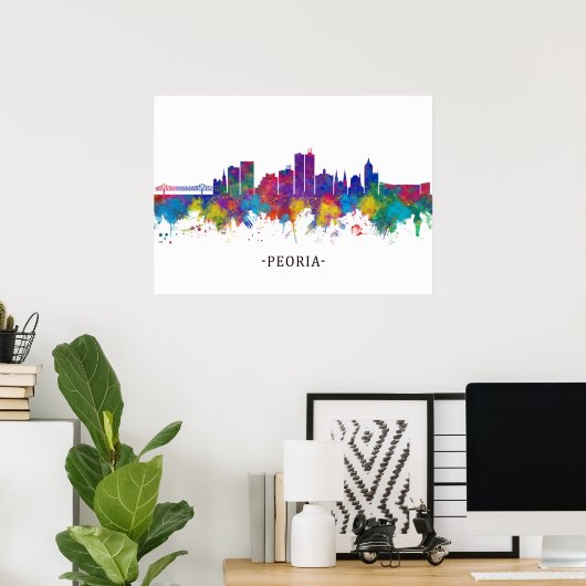 Peoria Illinois Skyline Poster (Thuiskantoor)