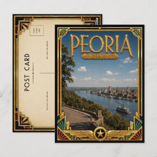Peoria Illinois Vintage Art Deco Gouden Tijdperk Briefkaart