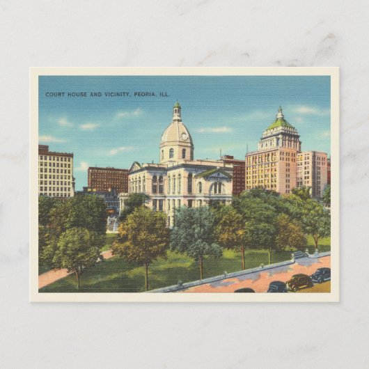 Peoria, Illinois vintage centrum en gerechtsgebouw Briefkaart (Voorkant)