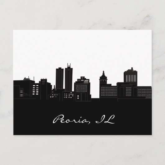 Peoria, Illinois - Zwart en Wit Briefkaart (Voorkant)