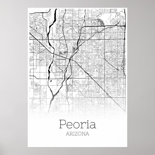 Peoria Map - Arizona - City Map Poster (Voorkant)