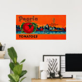 Peoria Tomato Label Peoria IL Poster (Thuiskantoor)
