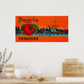 Peoria Tomato Label Peoria IL Poster (Keuken)