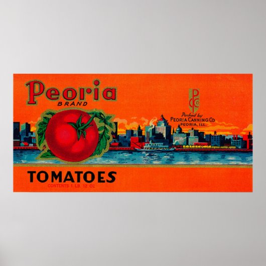 Peoria Tomato Label Peoria IL Poster (Voorkant)