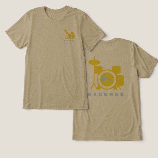 Pep Talk Records Drumkit Tri-Blend Shirt (Ontwerp Voorkant & Achterkant)