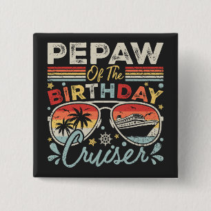 Pepaw van het verjaardagscruiser vakantieplein vierkante button 5,1 cm