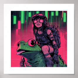 Pepecoin Waifu Poster Frog Rider Edition
