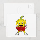 Peper als bokser met boks handschoenen briefkaart (Voorkant / Achterkant)