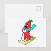 Peper als Skiloper met Ski Briefkaart (Voorkant / Achterkant)