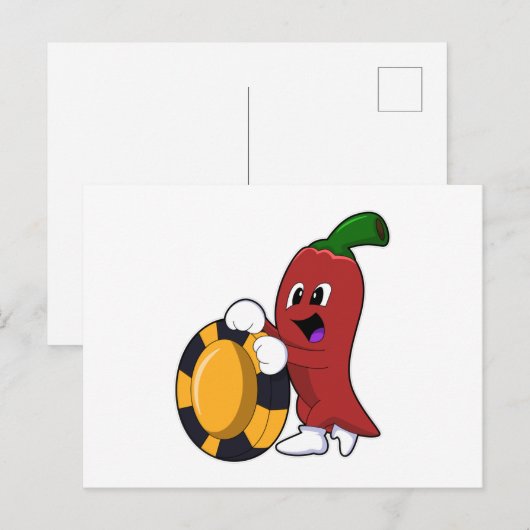 Peper bij Poker met Pokerfiches Briefkaart (Voorkant / Achterkant)