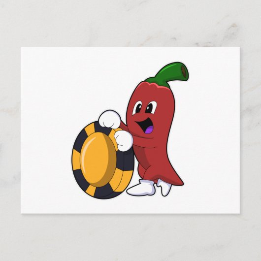 Peper bij Poker met Pokerfiches Briefkaart (Voorkant)