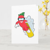 Peper bij snowboarden met snowboard kaart (Gele Bloem)