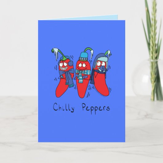 Peper Cute Chilis Winter Wenskaart Kaart (Voorkant)