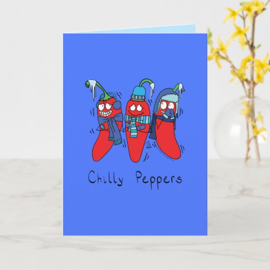 Peper Cute Chilis Winter Wenskaart Kaart (Gele Bloem)