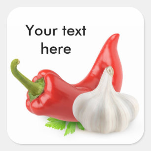 Peper en knoflook vierkante sticker