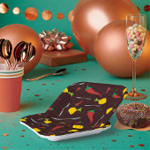 Peper en uien papieren bordje