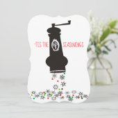 Peper grinder sneeuwvlokken culinaire kerstkaart (Staand voorkant)