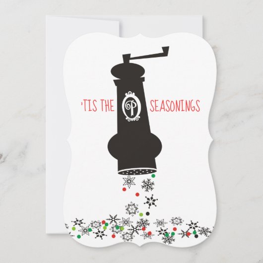 Peper grinder sneeuwvlokken culinaire kerstkaart (Voorkant)