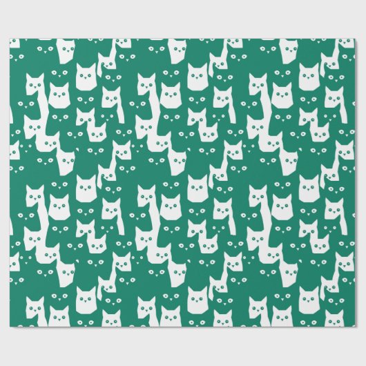 Peper Groene katten leuk patroon Cadeaupapier (Vlak)