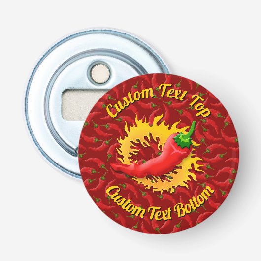 Peper met Flame Bottle Open Button Flesopener (Voorkant)