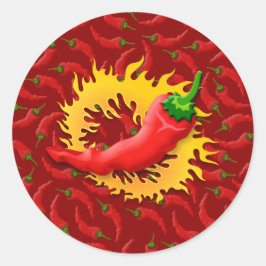 Peper met Flame Classic Ronde Sticker