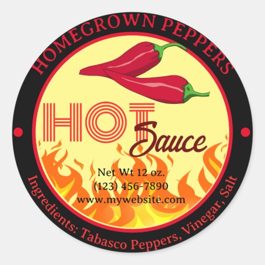 Peper met Flame Label Sticker (Voorkant)