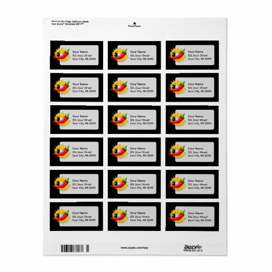 Peper met vlam etiket (Full Sheet)