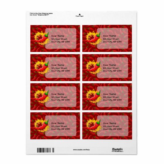 Peper met vlam etiket (Full Sheet)