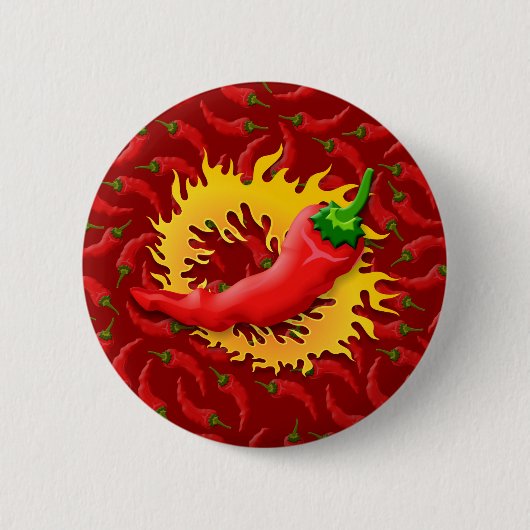 Peper met vlam ronde button 5,7 cm (Voorkant)