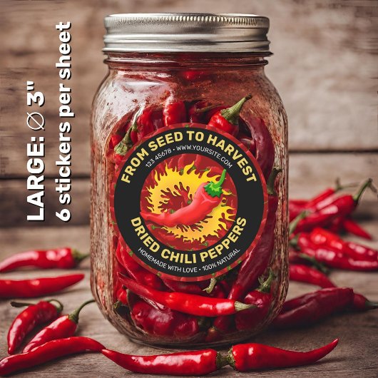 Peper met vlametiket ronde sticker