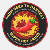 Peper met vlametiket ronde sticker (Voorkant)