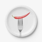 Peper op een vork papieren bordje (Voorkant)