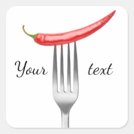 Peper op een vork vierkante sticker