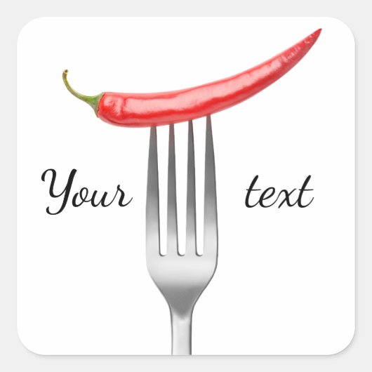 Peper op een vork vierkante sticker (Voorkant)